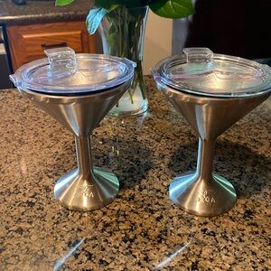 2 Orca Insulated Stainless steel martini glasses. 13 oz each
